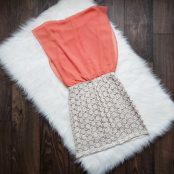 Speechless Coral & Cream Bodycon Dress - Picture 8 of 8